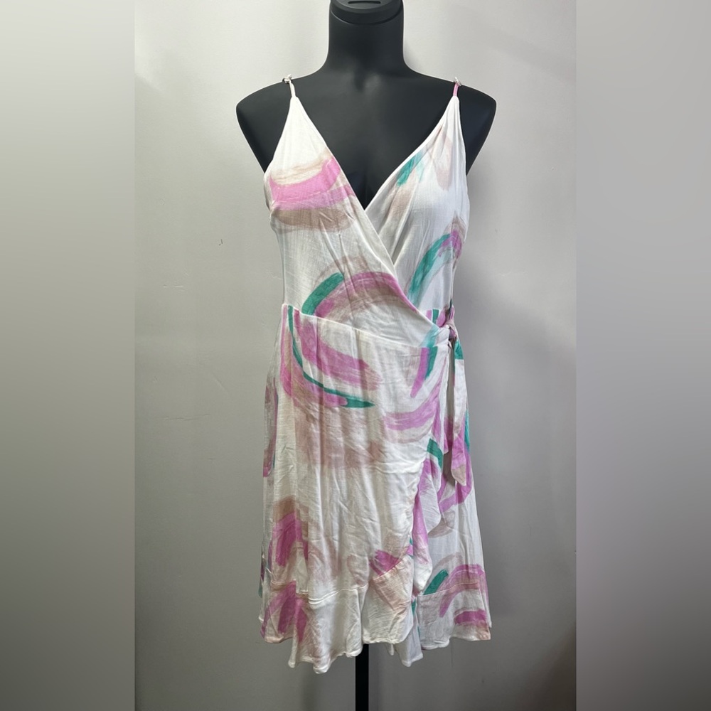 GB White Dress with Pink and Green Accents